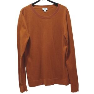 J Crew Teddie Womens L Crewneck Sweater Brown Cotton Elevated Basic Transitional